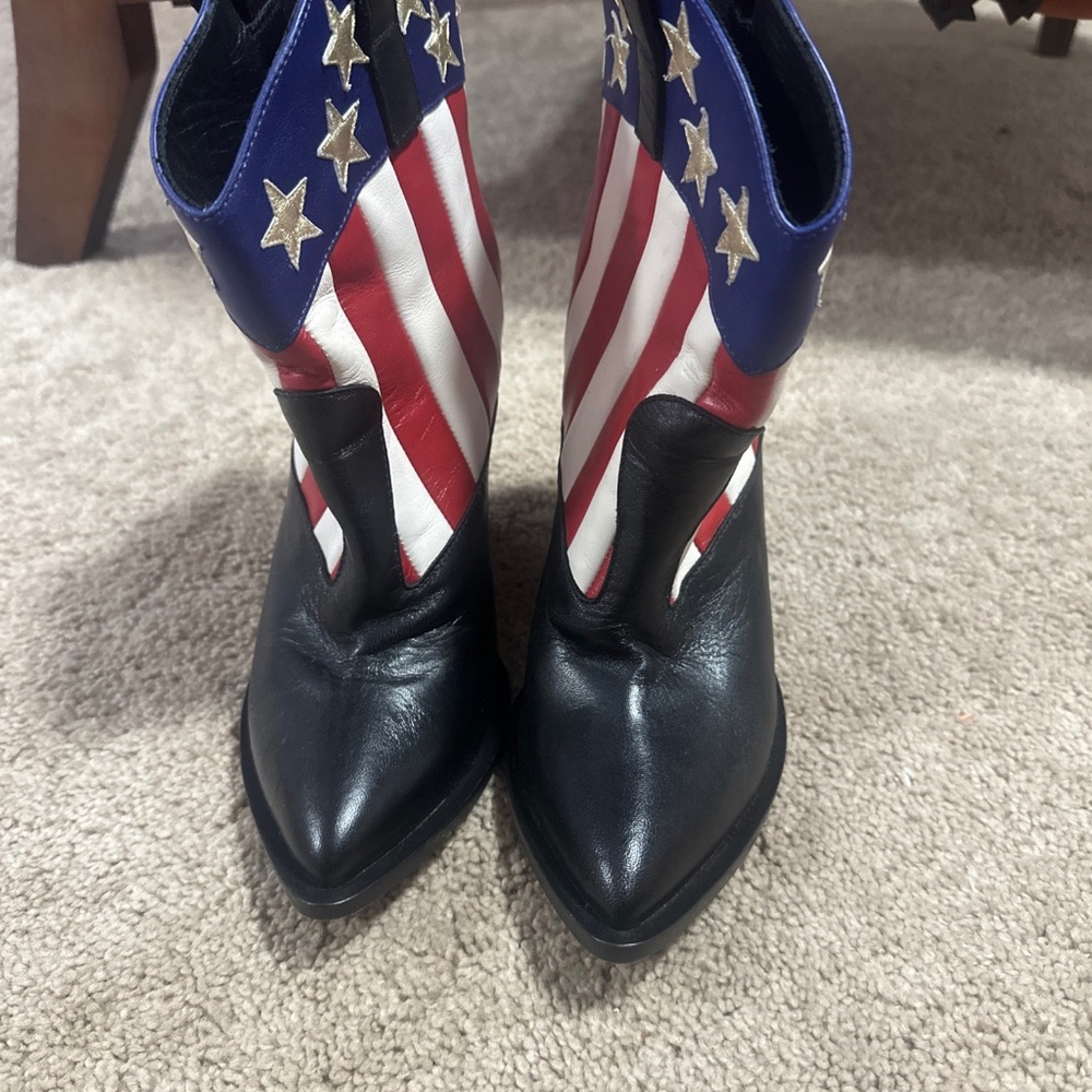 Guiseppe Zanotti Flag Leather Cowboy Booties